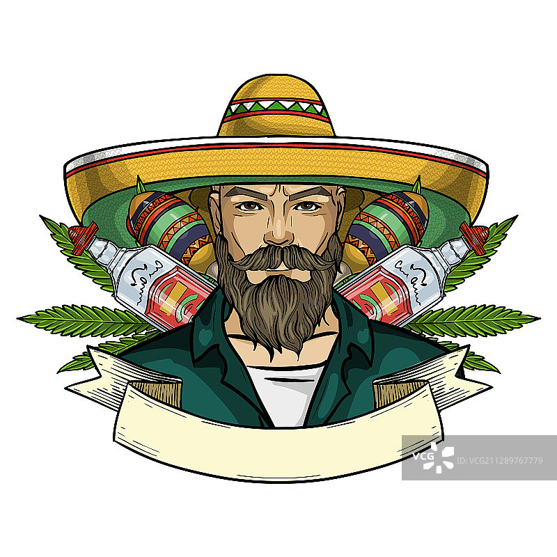手绘墨西哥男人草图图片素材
