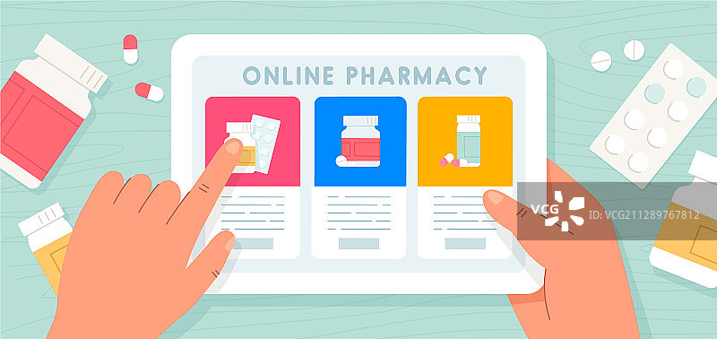 通过互联网在线购买药丸图片素材