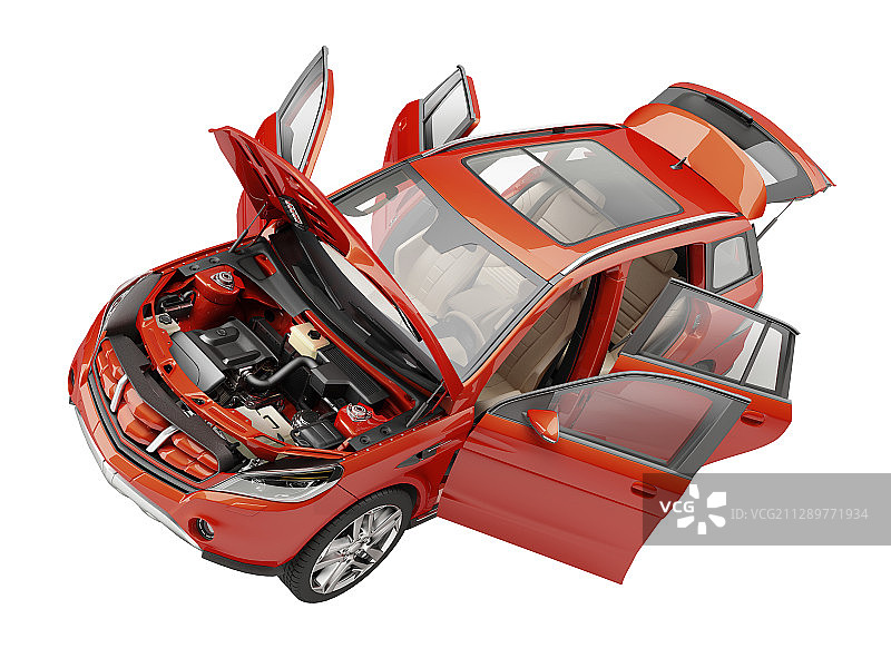 车门打开的汽车插画图片素材