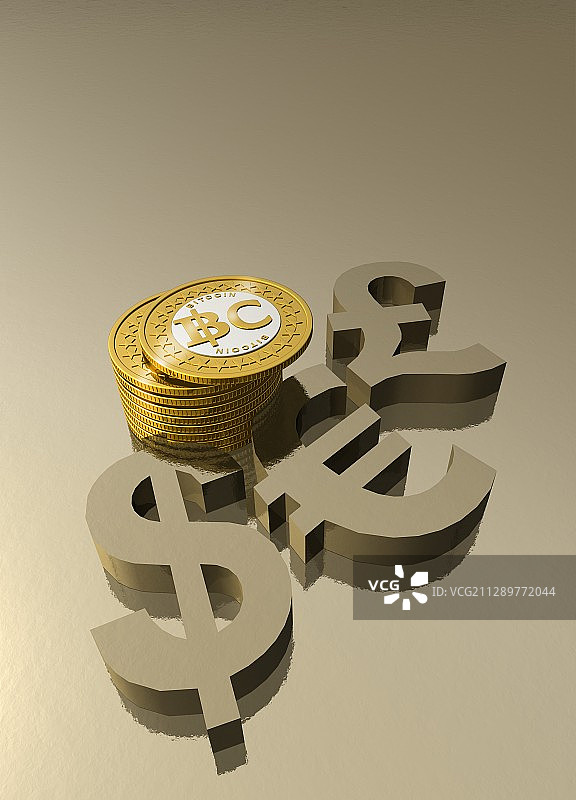 比特币和货币符号插图图片素材