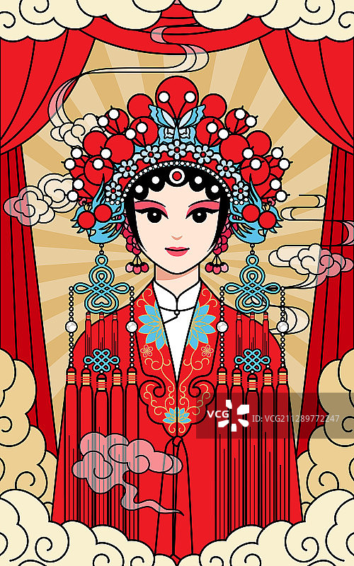 戏曲花旦国潮风插画图片素材