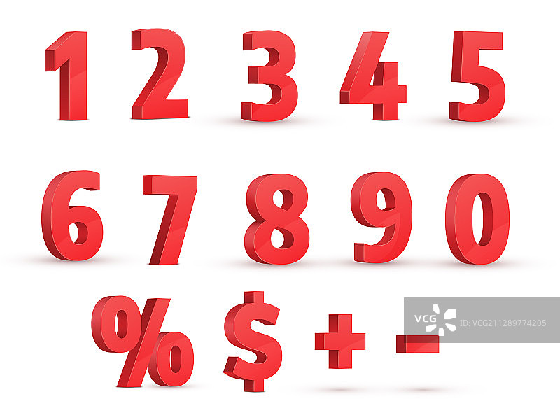 红色数字3D逼真透视套装图片素材