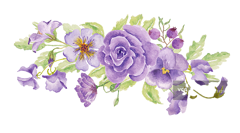 美丽的水彩玫瑰鲜花图片素材