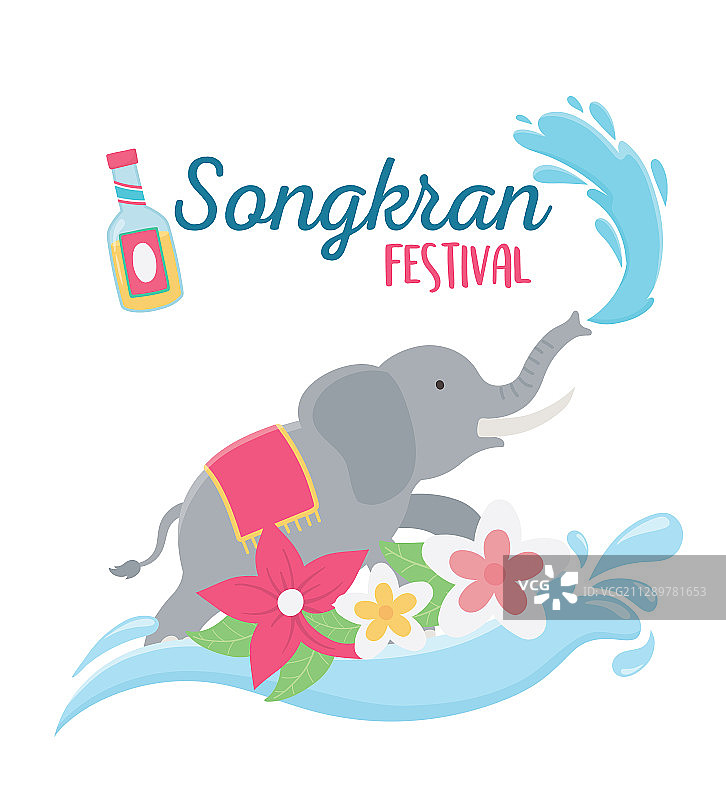 宋干节大象泼水鲜花饮品图片素材