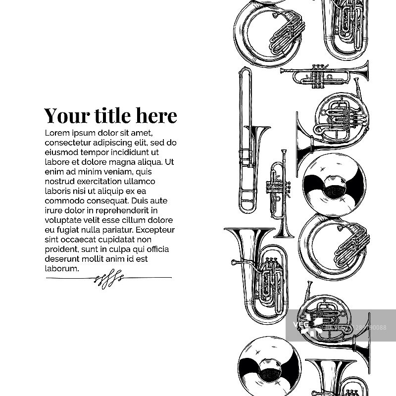 带有铜管乐器的模板图片素材