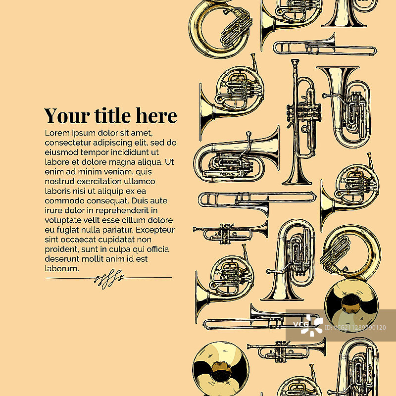 带有铜管乐器的模板图片素材