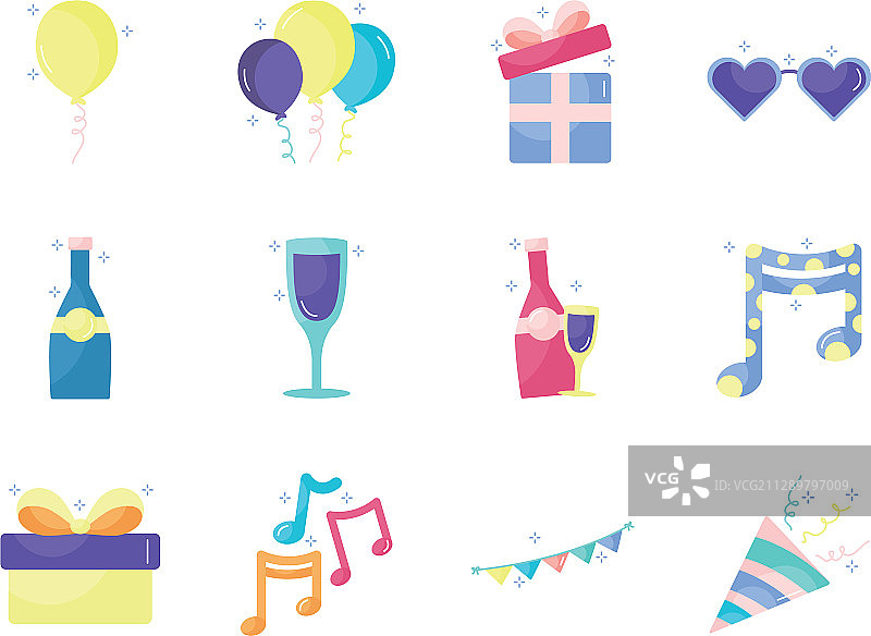 派对扁平风格图标设计图片素材