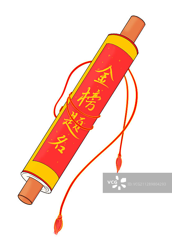 背景分离高考设计元素插画锦鲤卷轴金榜题名图片素材