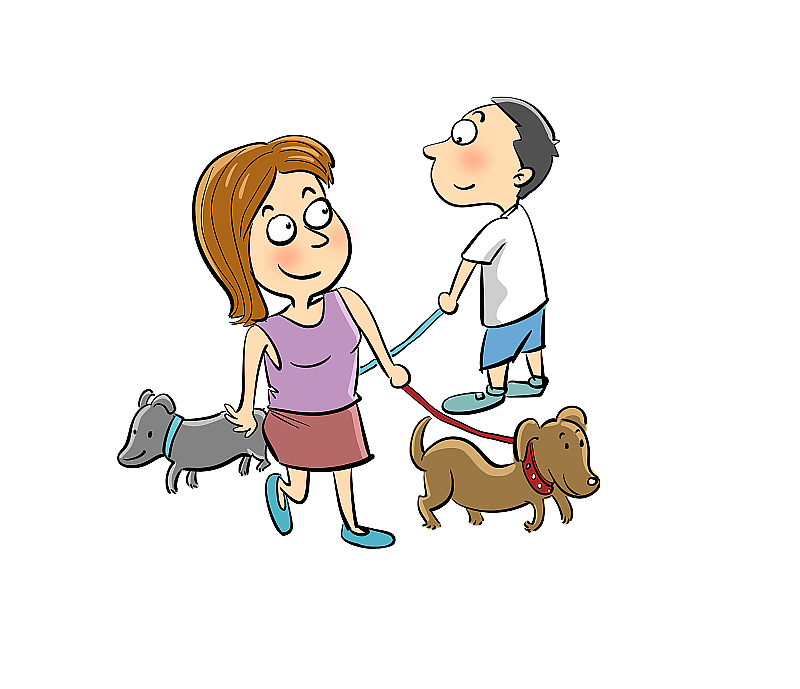 邻里遛狗图片素材