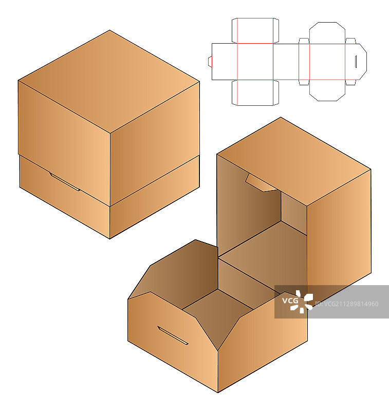 盒包装模切模板设计三维模型图片素材