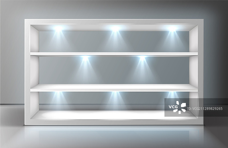 空旷展览中的玻璃墙展示柜框架图片素材