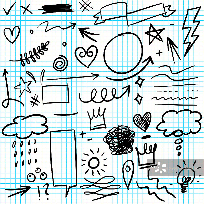 用于概念设计的手绘元素图案图片素材
