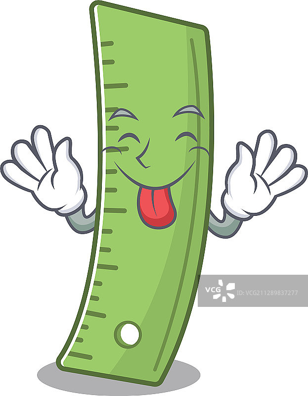 吐舌头的可爱尺子卡通吉祥物图片素材