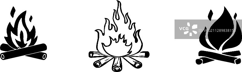 白色背景上的篝火图标图片素材