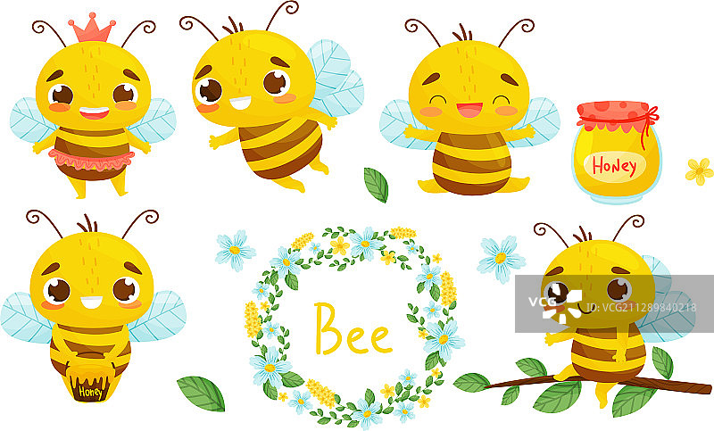 采蜜的可爱条纹蜜蜂图片素材