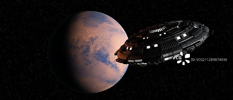 星球与宇宙飞船插画图片素材