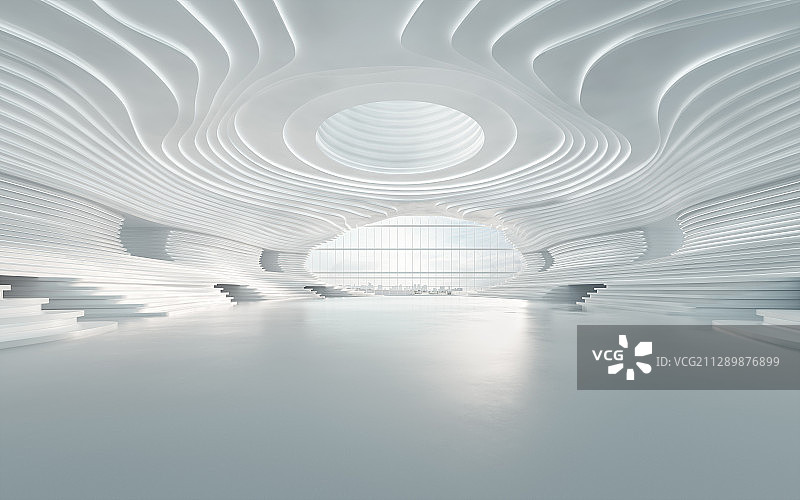 现代抽象建筑_大厅_汽车背景图片素材