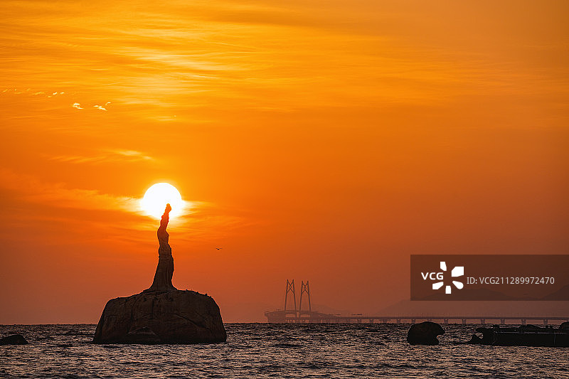 珠海渔女日出图片素材