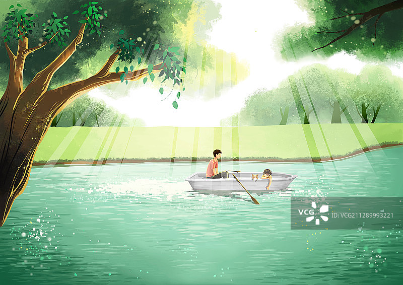 夏季梦幻森林风景插画004图片素材