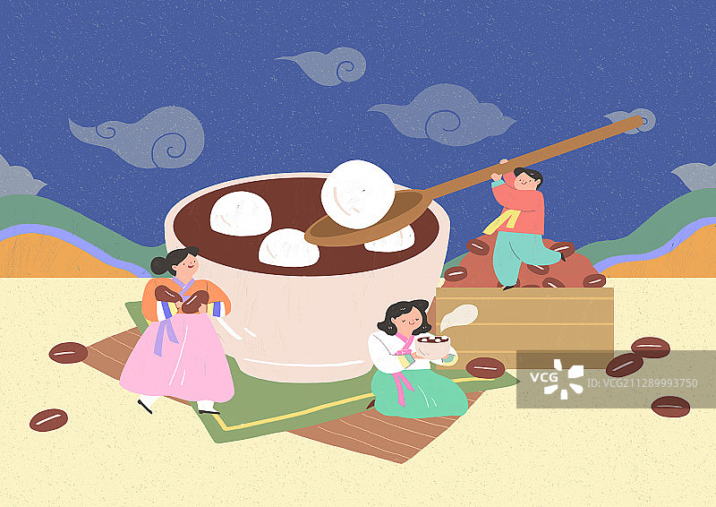 扁平风格韩国传统游戏插画004图片素材