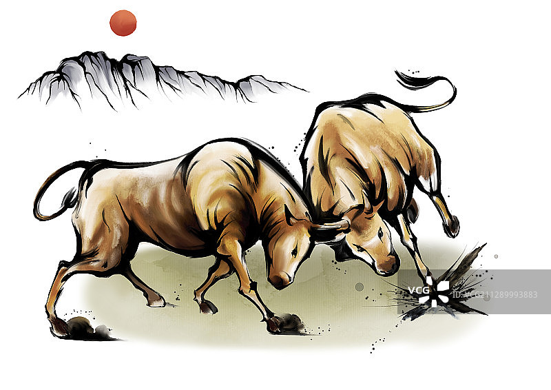 手绘2021新年牛年图片素材