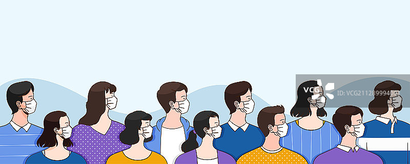人们预防新型冠状病毒感染概念插画003图片素材