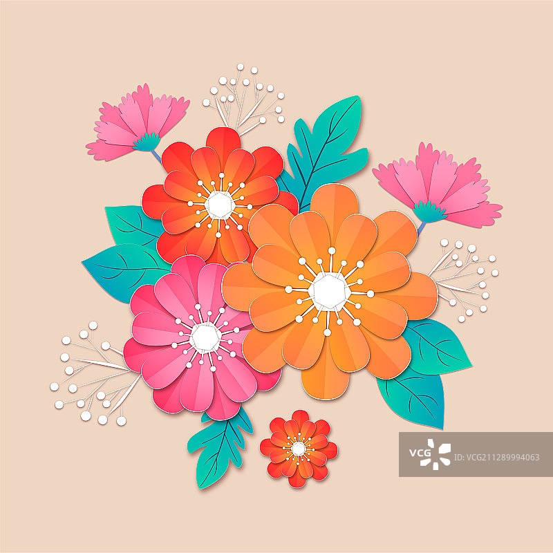 纸花，独立花卉设计元素插画012图片素材