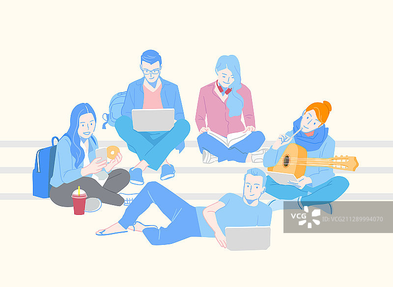 快乐的现代人生活方式插画004图片素材