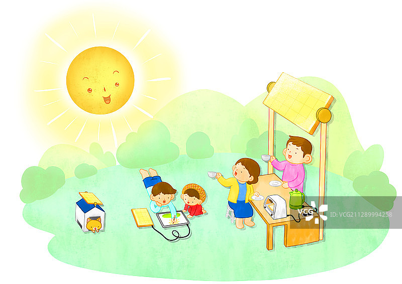 绿色环保能源概念：绿色地球插画001图片素材