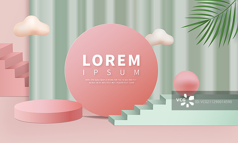 矢量模拟C4D场景 楼梯立体几何空间图片素材