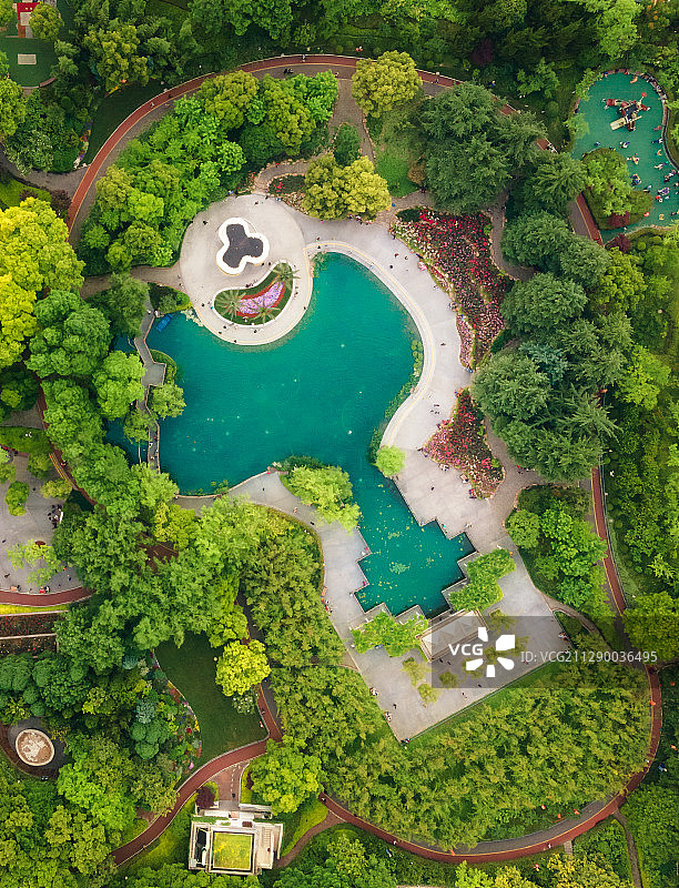 上海市静安区三泉公园航拍风光图片素材