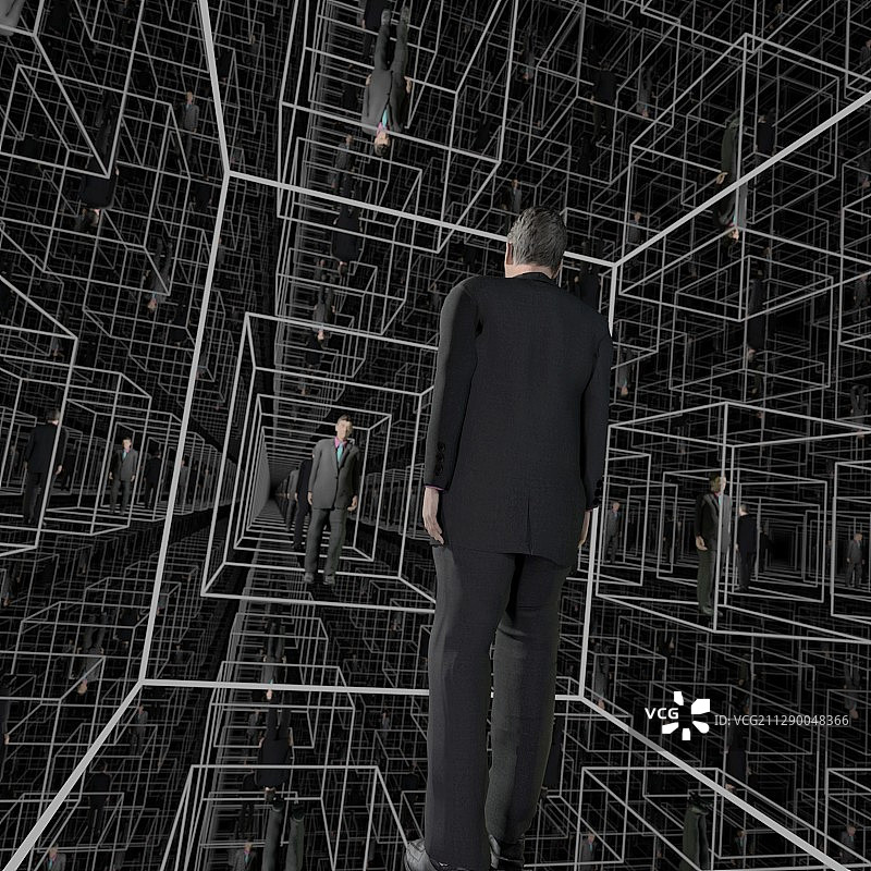 在方形隔间里的男士图片素材