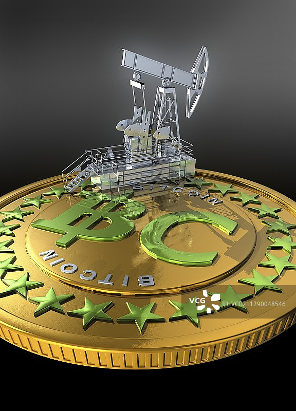 比特币挖矿概念插图图片素材