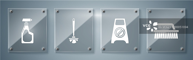 用于清洁湿地板的刷子图片素材