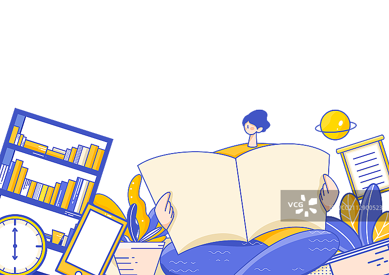 一个人女生读书看报场景图片素材