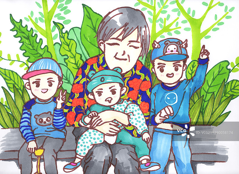 奶奶和宝宝们图片素材