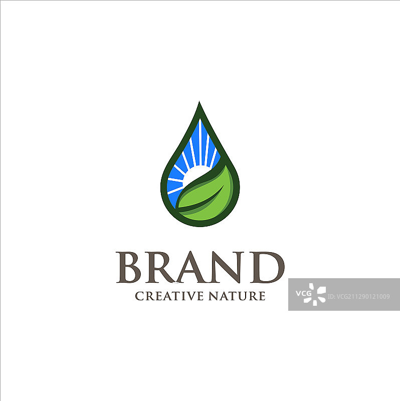 阳光树叶水滴自然生态logo图片素材
