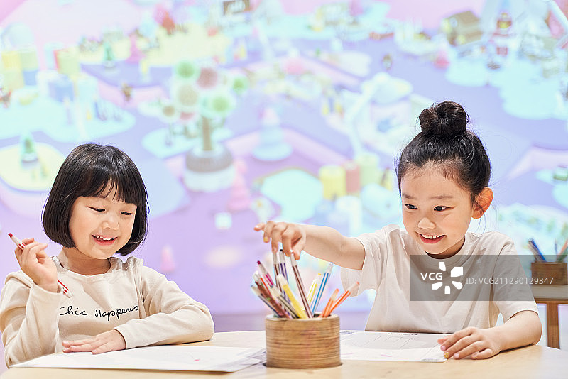 儿童、教育、幼儿园、着色、艺术、女孩图片素材