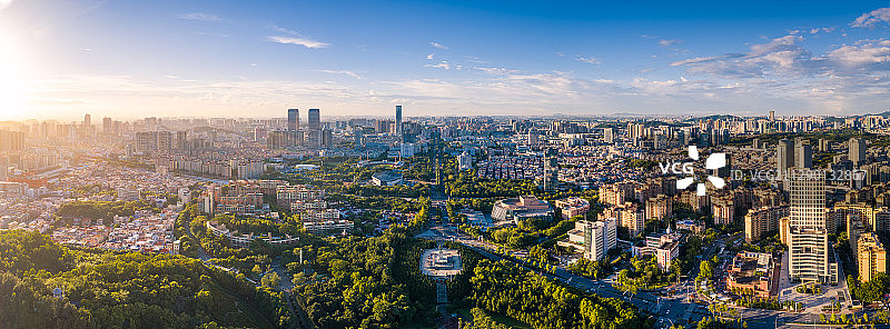 中山市孙文公园兴中道中轴线利和与金鹰广场航拍图片素材