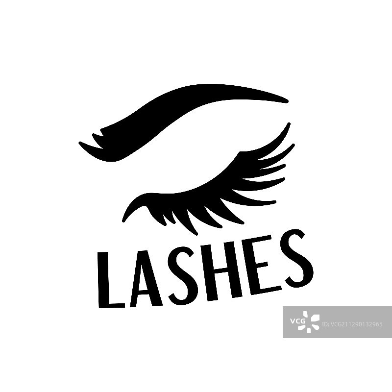 美丽的黑色睫毛和眉毛时尚贴纸图片素材