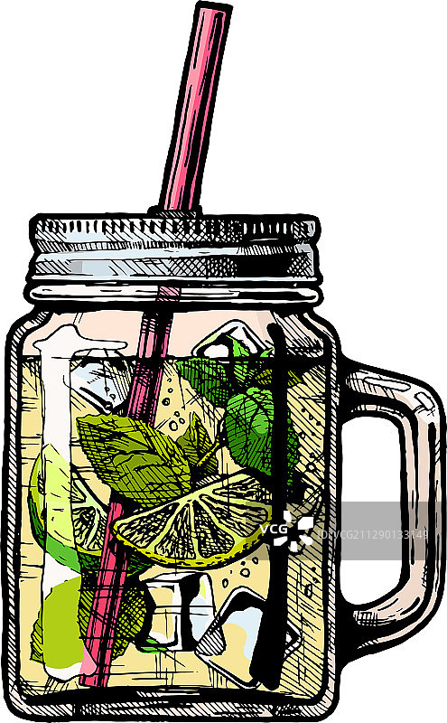 梅森罐中的柠檬水图片素材