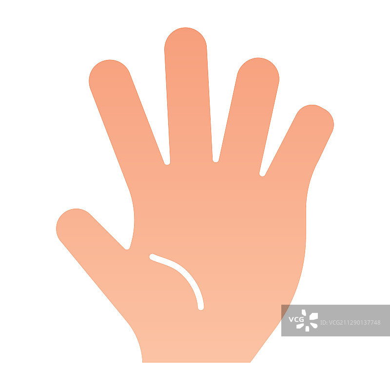 击掌扁平图标：五指手势图片素材