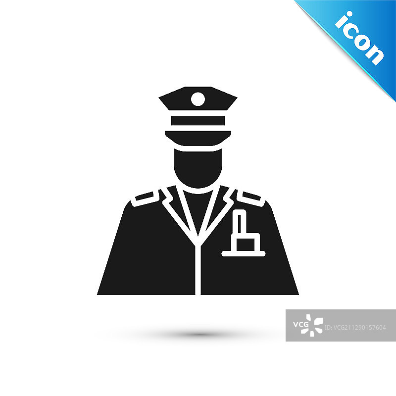 白色背景上的灰色警官图标图片素材
