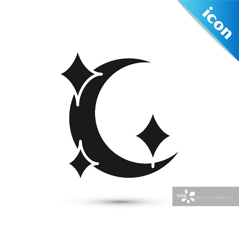 白色背景上的灰色月亮和星星图标图片素材