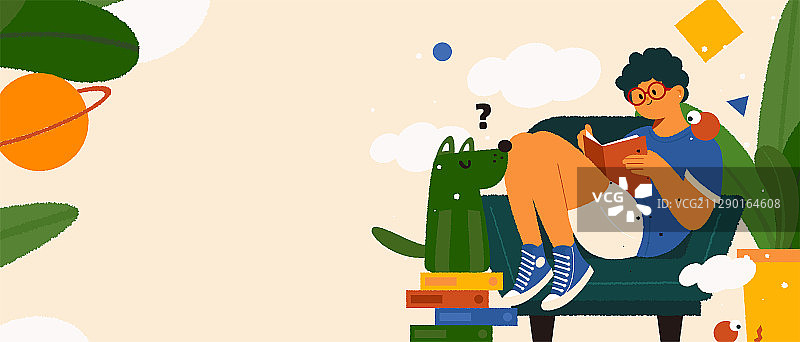 居家阅读的男孩图片素材