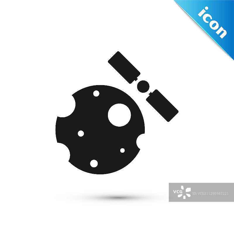 灰色人造卫星绕行星运行图片素材