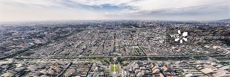 西安城航拍俯瞰四方城图片素材