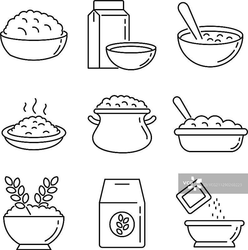 燕麦片图标轮廓风格图片素材