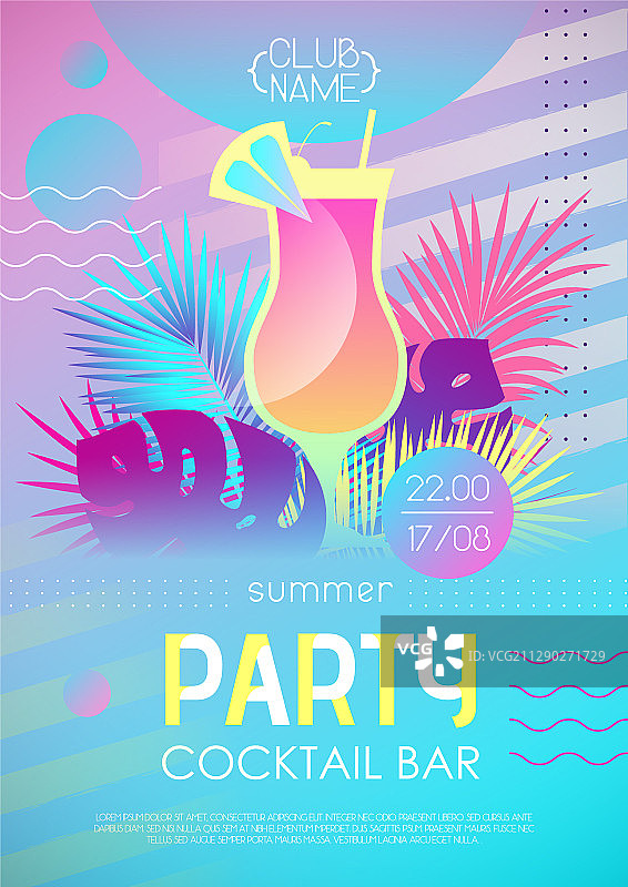 热带迪斯科鸡尾酒派对海报图片素材