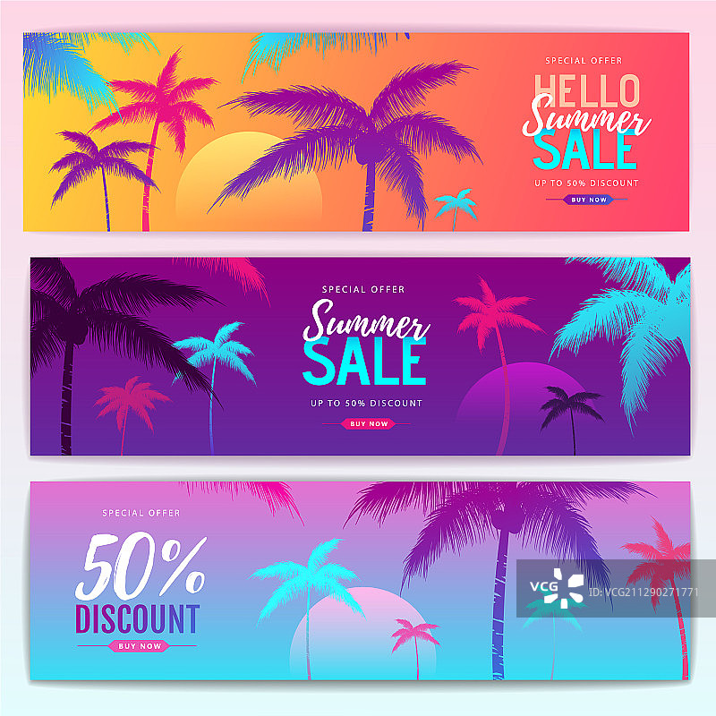 彩色夏季大促销热带渐变素材图片素材